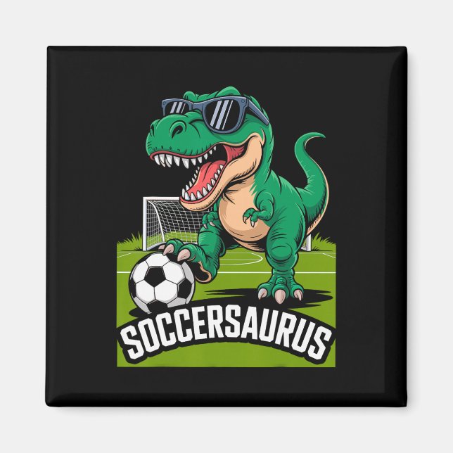 Soccersaurus Dinosaur T-rex Fotboll Målvakt Spelar Magnet (Framsidan)