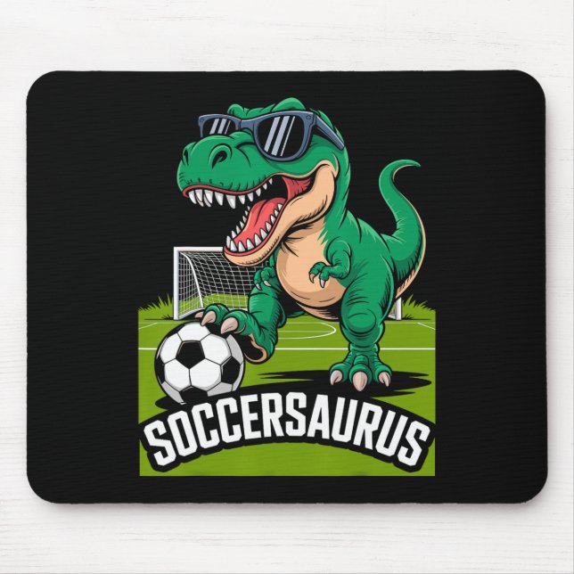 Soccersaurus Dinosaur T-rex Fotboll Målvakt Spelar Musmatta (Framsidan)