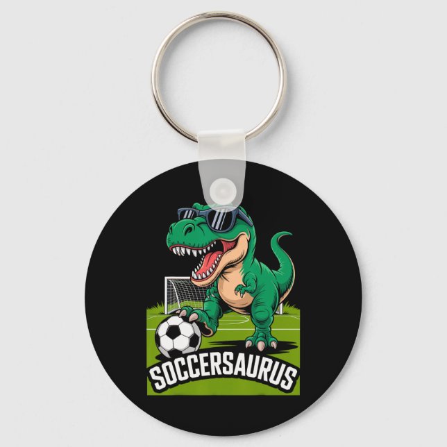 Soccersaurus Dinosaur T-rex Fotboll Målvakt Spelar Nyckelring (Framsida)