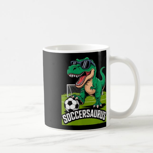 Soccersaurus Dinosaur T-rex Soccer Goalie Player F Kaffemugg (Höger)