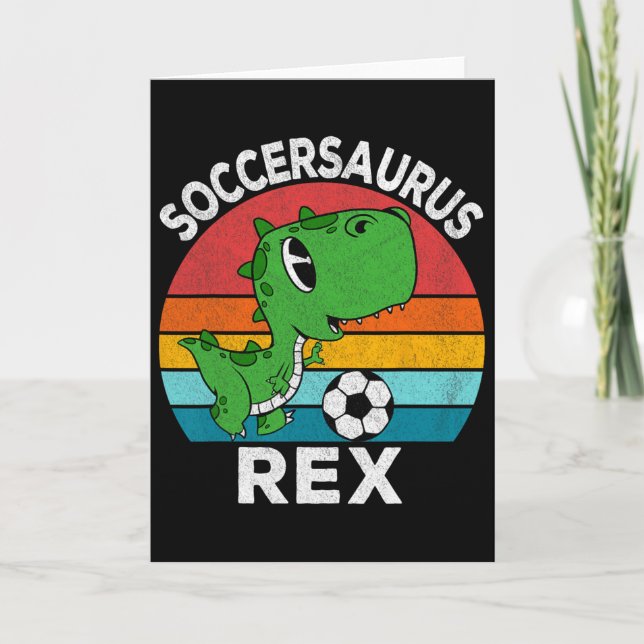 Soccersaurus Rex Fotboll Dinosaurie För Pojkar Bar Kort (Framsida)