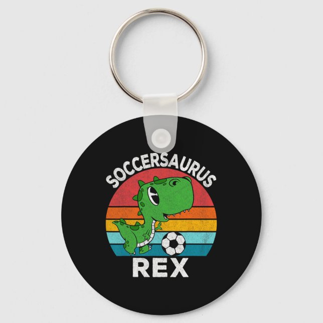 Soccersaurus Rex Fotboll Dinosaurie För Pojkar Bar Nyckelring (Framsida)