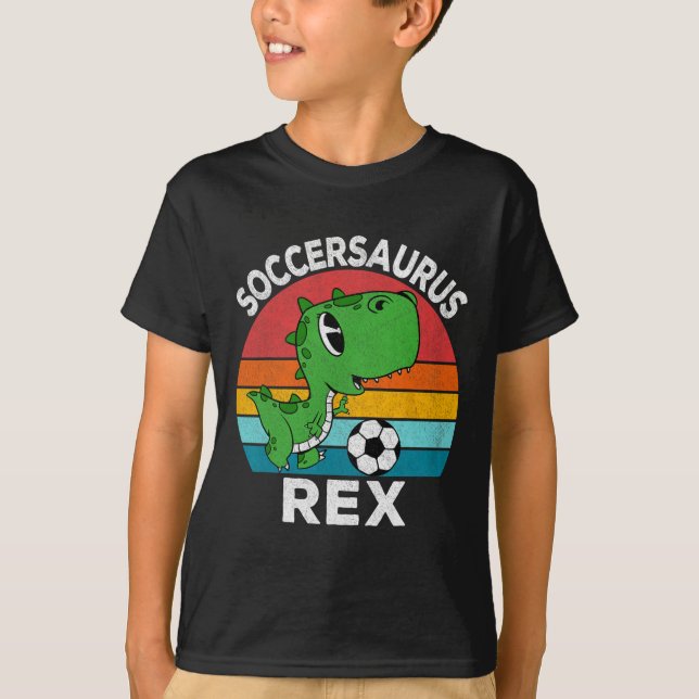 Soccersaurus Rex Fotboll Dinosaurie För Pojkar Bar T Shirt (Framsida)