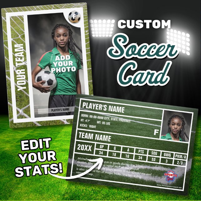 Socer/Football Player Trading Card Souvenir (Edit your personal soccer statistics to customize your own soccer player trading card.)
