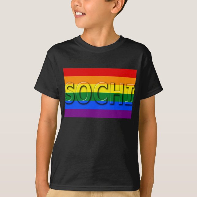 SOCHI gay prideflagga T Shirt (Framsida)