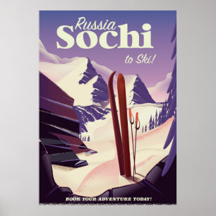 Sochi Ryssland Ski-reseaffisch Poster