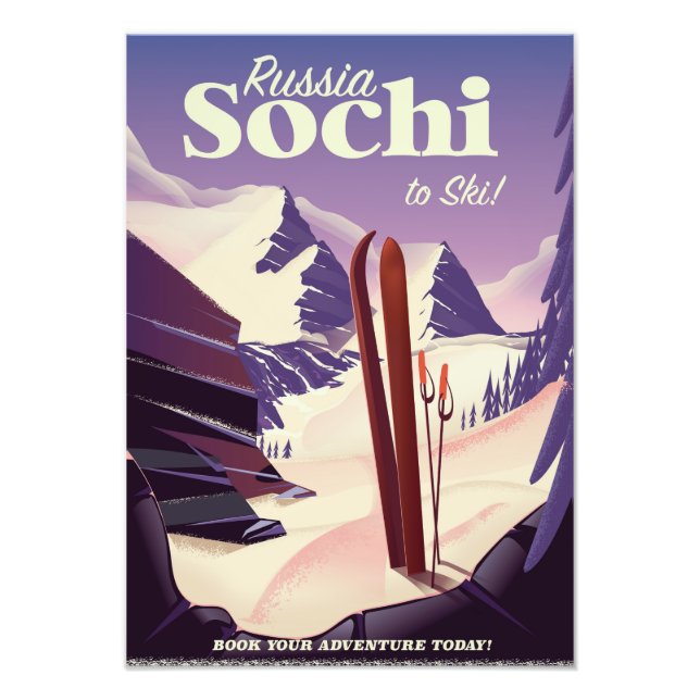 Sochi Ryssland Skid resa affisch Fototryck (Framsidan)