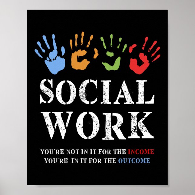 Social arbetar inte för inkomstregnet Händer Poster (Framsidan)