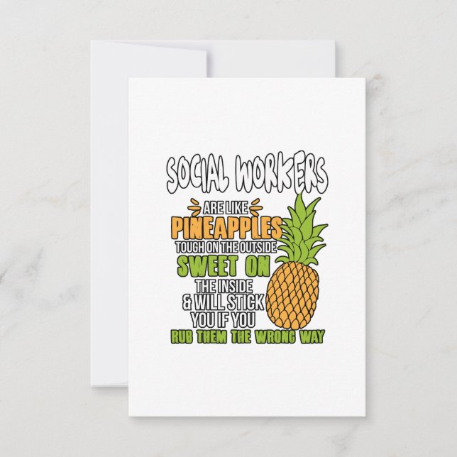 Social arbetare är som ananas. tack kort (Framsida)