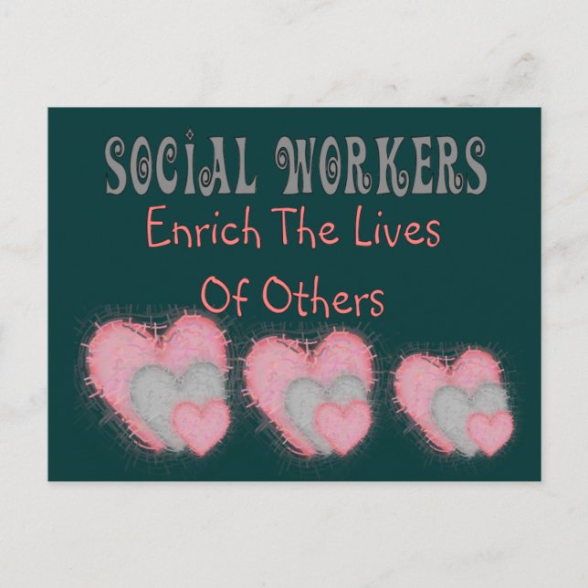 Social-arbetares gåvor "berika andras liv" vykort (Framsida)