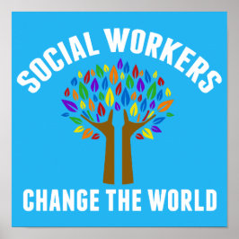 Social-arbetets inspirerande citat, vackert blått poster