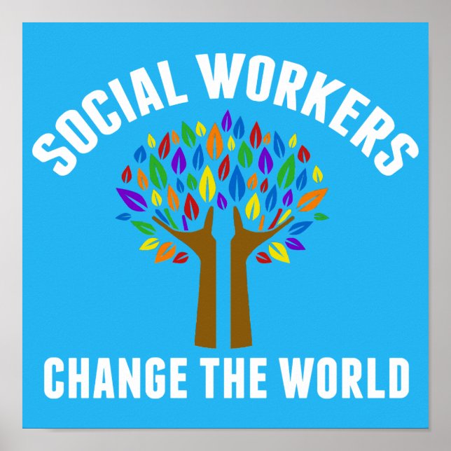 Social-arbetets inspirerande citat, vackert blått poster (Framsidan)