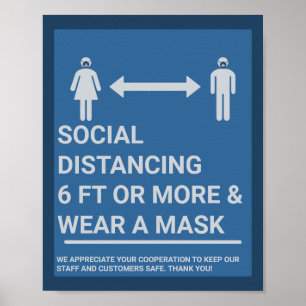 Social Avstånd 6 Ft separat Covid19 Business Safet Poster