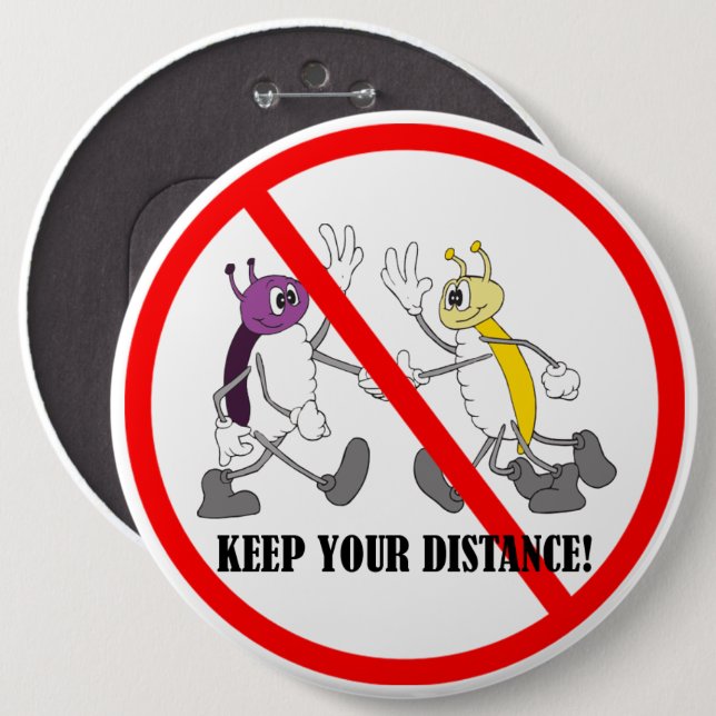 Social Avstånd Avstånd Coronavirus Covid-19 Knapp (Framsida & baksida)