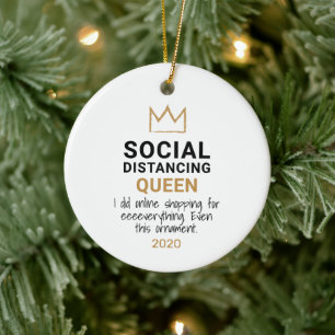 Social Avstånd drottning Funny jul Julgransprydnad Keramik