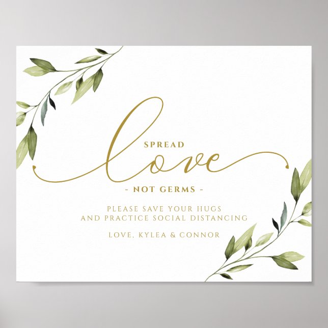 Social Avstånd Etheral Grey och Guld Poster (Framsidan)