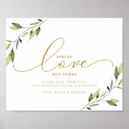 Social Avstånd Etheral Grey och Guld Poster