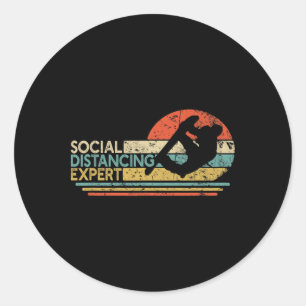 Social Avstånd expert på snurrning Vintage Snö Runt Klistermärke