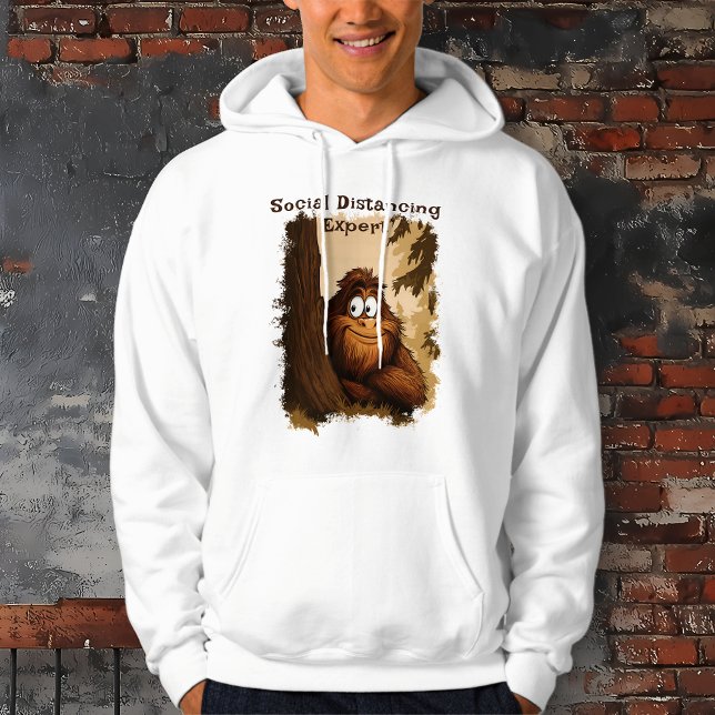 Social Avstånd expertsasquatch Hoodie (Social Distancing Expert Cartoon Sasquatch Hoodie)