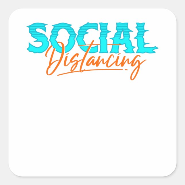 Social Avstånd Fyrkantigt Klistermärke (Framsida)