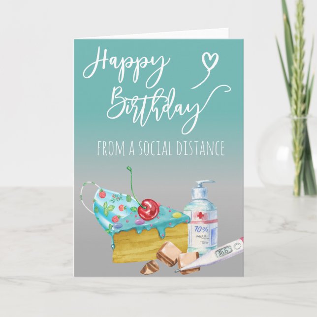 Social Avstånd Grattis på födelsedagen Covid-19 Kort (Framsida)