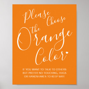 Social avstånd instruktion för färg orange bröllop poster
