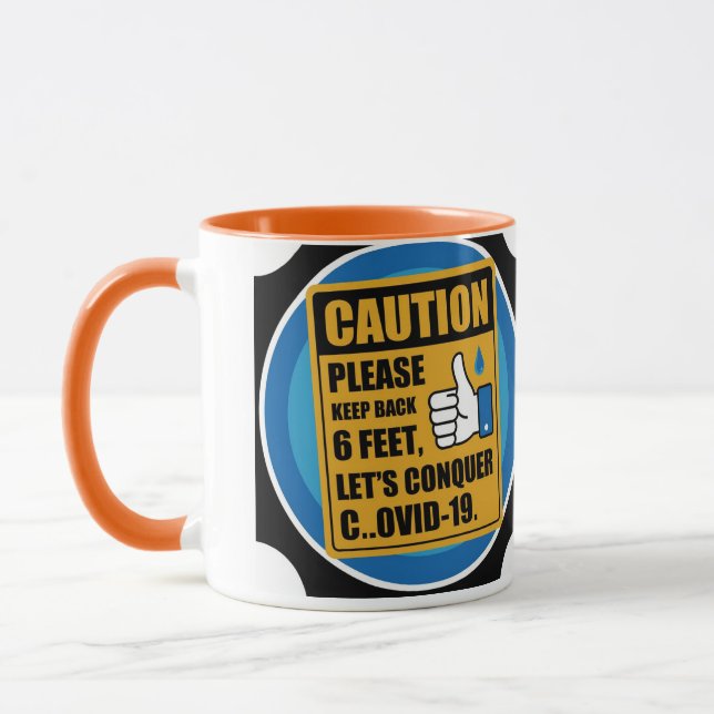 Social Avstånd kaffe Mugg - Behålla Bakåt 6 feet C (Vänster)