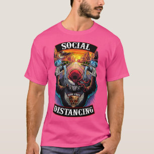 Social Avstånd Manar motorcykelns Biker Skull T Shirt