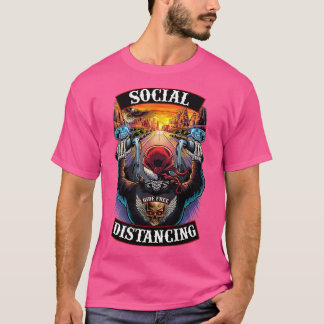 Social Avstånd Manar motorcykelns Biker Skull T Shirt