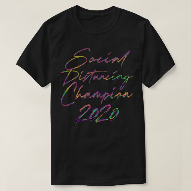 Social Avstånd mästare 2020 Retro Typography D T Shirt (Design framsida)