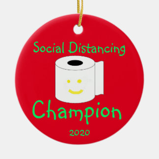 Social Avstånd mästare Julgransprydnad Keramik