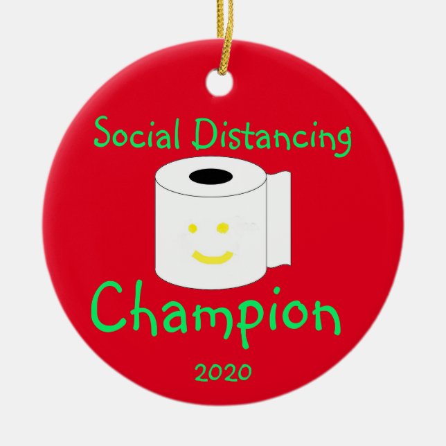 Social Avstånd mästare Julgransprydnad Keramik (Framsidan)
