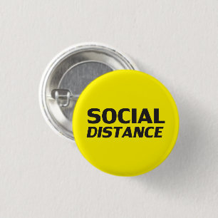 Social Avstånd modern typografi, gult om försiktig Knapp