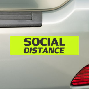 Social Avstånd modern typografi lustig grönt Bildekal