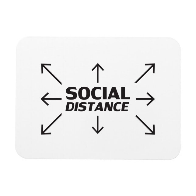 Social Avstånd modern typografi och pilar roliga Magnet (Horisontell)