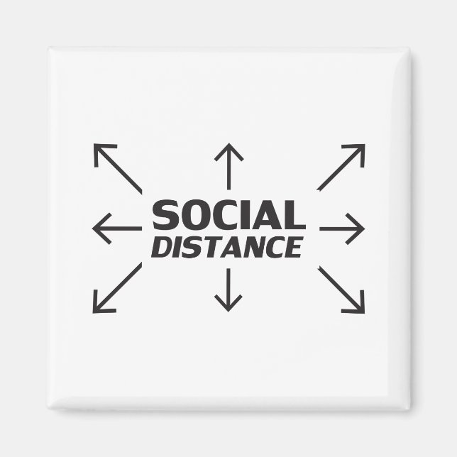 Social Avstånd modern typografi och pilar roliga Magnet (Framsidan)