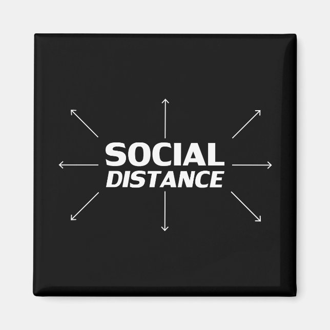 Social Avstånd moderna typografipilar roligt svart Magnet (Framsidan)