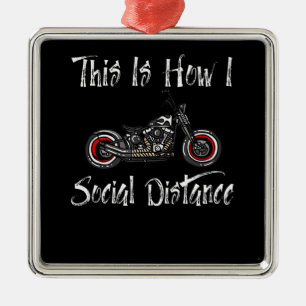 Social Avstånd motorcykelns Biker Julgransprydnad Metall