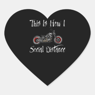 Social Avstånd motorcykelns Biker Riding Hjärtformat Klistermärke