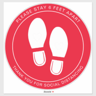 Social Avstånd Red Golv Marker Klistermärken