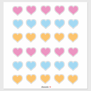 Social Avstånd Rosa Blue Orange Heart med Färg-kod Klistermärken