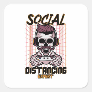 Social avstånd speldesign för experter fyrkantigt klistermärke