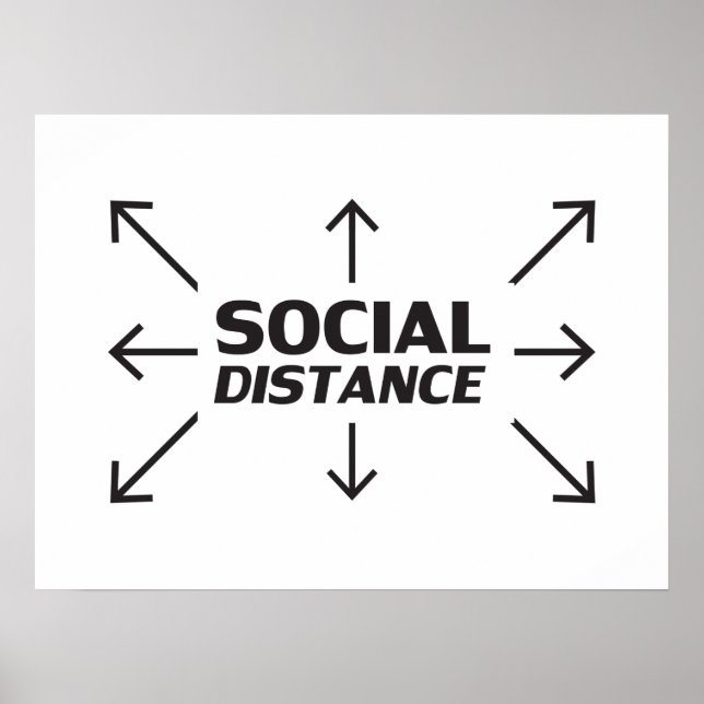 Social Avstånd, svart brev, vitt Poster (Framsidan)