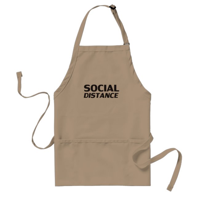 Social Avstånd svart modern typografi lustigt Förkläde (Framsidan)