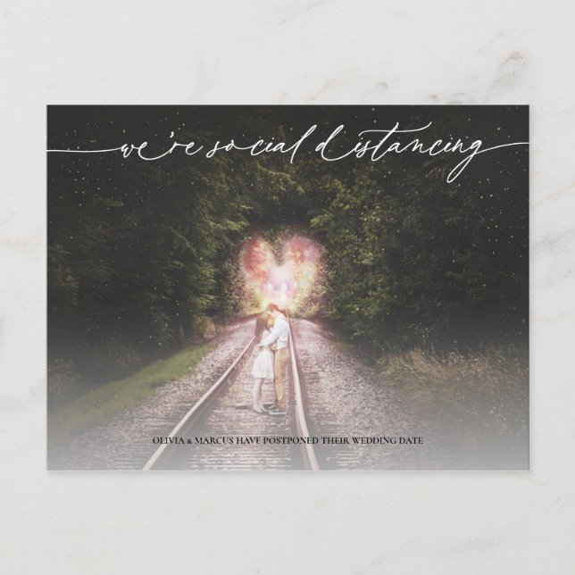 Social Avstånd uppskjutning av Bröllop Vykort (Framsida)
