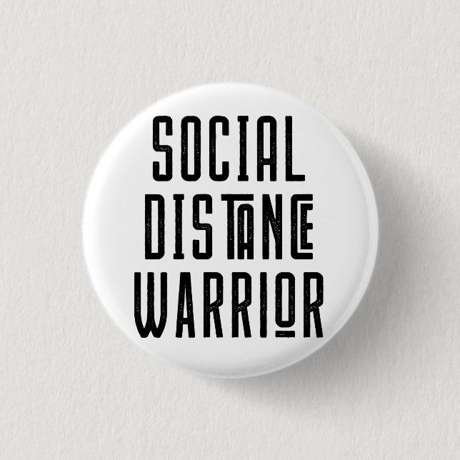 Social Avstånd Warrior Pin Knapp (Framsida)