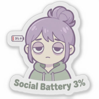 Social Battery 3% Cute Aesthetic Sticker Klistermärken