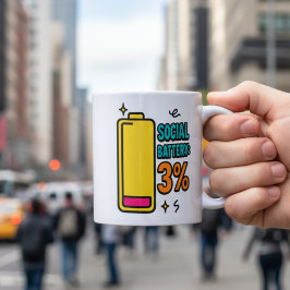 Social Battery 3 Percent – Funny Neurospicy Introv Kaffemugg