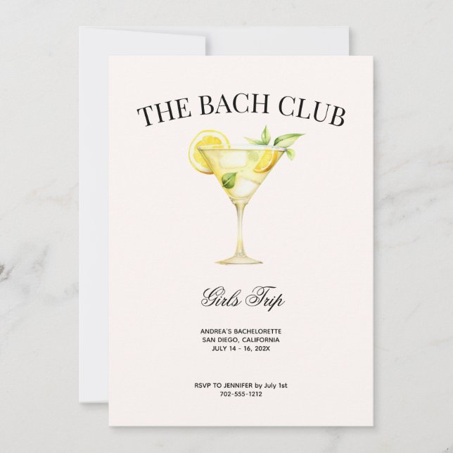 Social Club Lemon Cocktail Bach Resplan och Inbjudningar (Framsida)