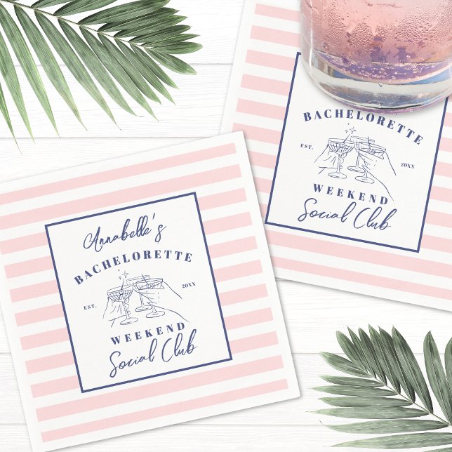 Social Club Preppy Möhippa Fest Pappersservett (Social Club Preppy Bachelorette Party Napkins)